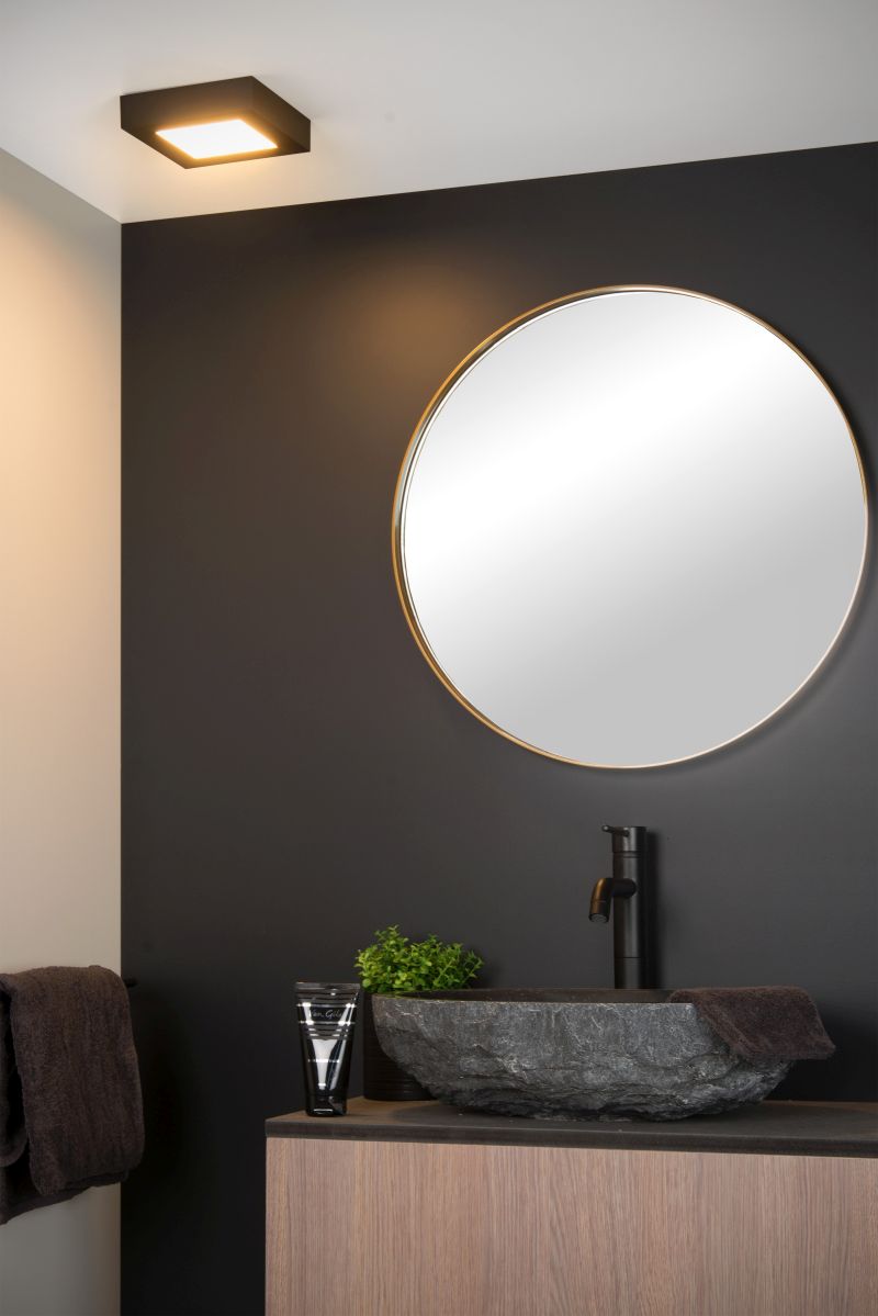 Lucide BRICE-LED - Zapustené stropné svietidlo Kúpeľňa - LED Dim. - 1x15W 3000K - IP44 - Čierna